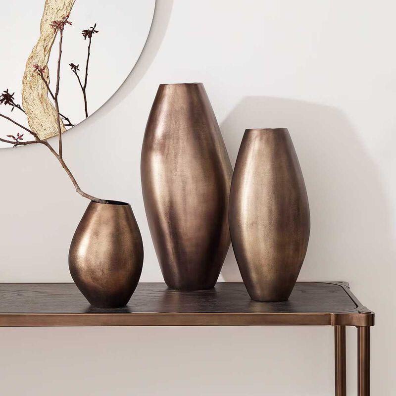West Elm Organic Metal Vase 34cm image number 1